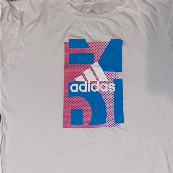 white blue adidas shirt